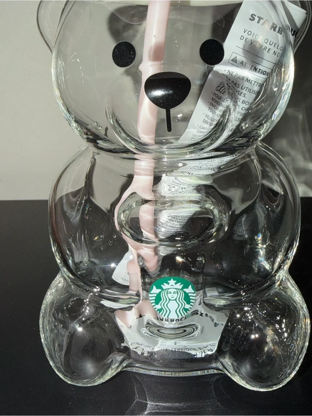 Starbucks Pink Bearista Bear Glass Cup